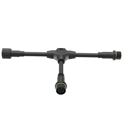 Connecteur de câble étanche M18 en T à trois voies avec indice IP68 et nylon PA66 pour lampes solaires