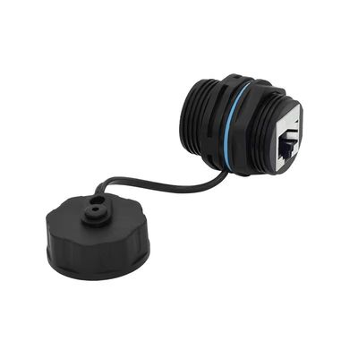 Connecteur étanche M23 RJ45 avec indice de protection IP67, tension de fonctionnement de 125V et matériau en nylon PA66 pour montage sur panneau