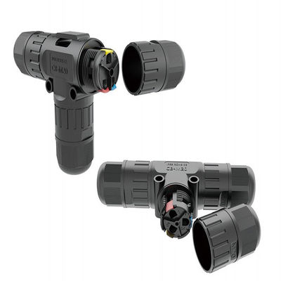 Connecteur de données imperméable à l'eau en nylon PA66 avec résistance à l'eau IP68 et courant maximal 40A pour applications extérieures